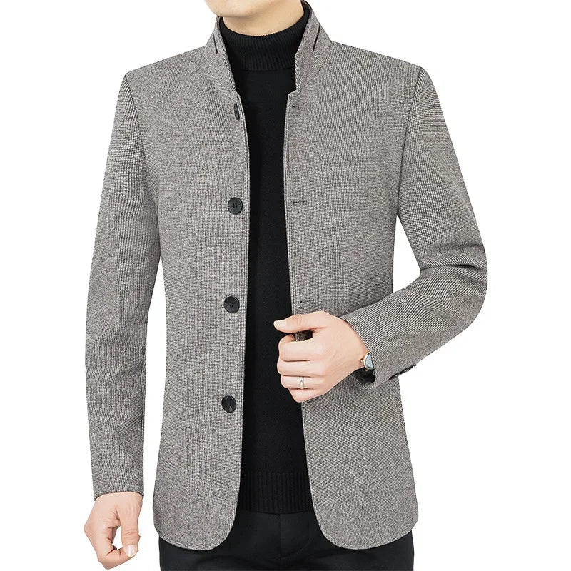 New Autumn Men Woolen Blazers Jackets Business Casual Suits Coats Woolen Blends Male Slim Fit Blazers Suits Coats Men's Clothing