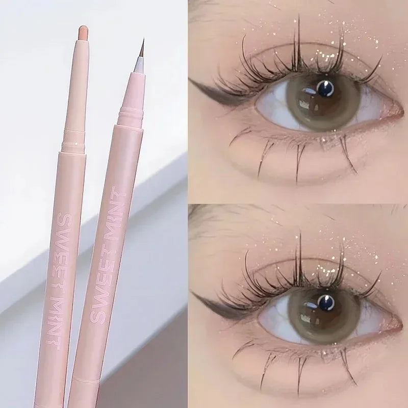 Double-end Eyeliner Lying Silkworm Pen 2-in-1 Quick Dry Eye Liner Pencil Matte Glitter Brown Highlighter Stick Makeup Cosmetics