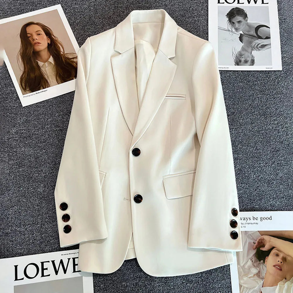 Elegant Office Lady Blazer Woman 2023 Fashion Long Sleeve Single Button Blazers New In Coats And Jackets Clothing Outerwears