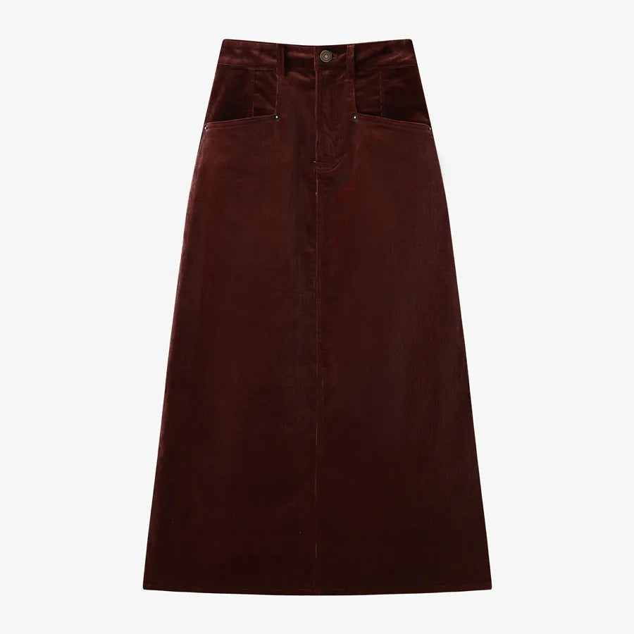 AS 2024 Retro corduroy skirt a little stretch + soft super high stretch closed-fit basic tops  (ship out in 1 day)