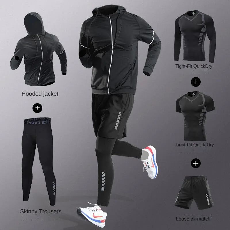 Men's Ice Fiber Quick-Dry Running & Fitness Full Set/Suit Tracksuit For Marathon, Training & Cycling，Jogging,Gym， sweatpants