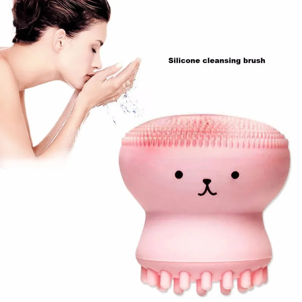 Silicone Face Cleansing Brush Facial Cleanser Pore Cleaner Exfoliator Face Scrub Washing Brush Skin Care Small Octopus Shape