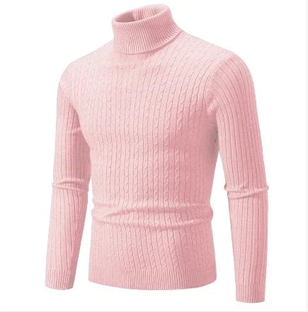 Men's High Neck Sweater Solid Color Pullover Knitted Warm Casual Turtleneck  Mens  Knitted Sweater