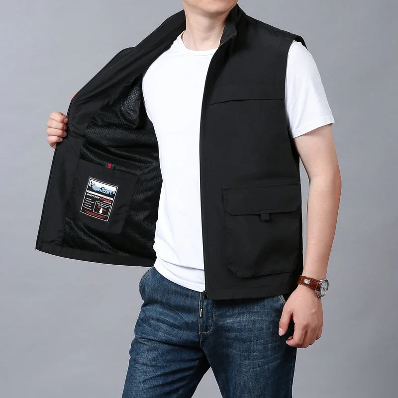 Embroidered Vest Waterproof Luxury Men's Clothing Sleeveless Jacket Tactical Camping Fashion Leather Vests Hunting Jackets Man