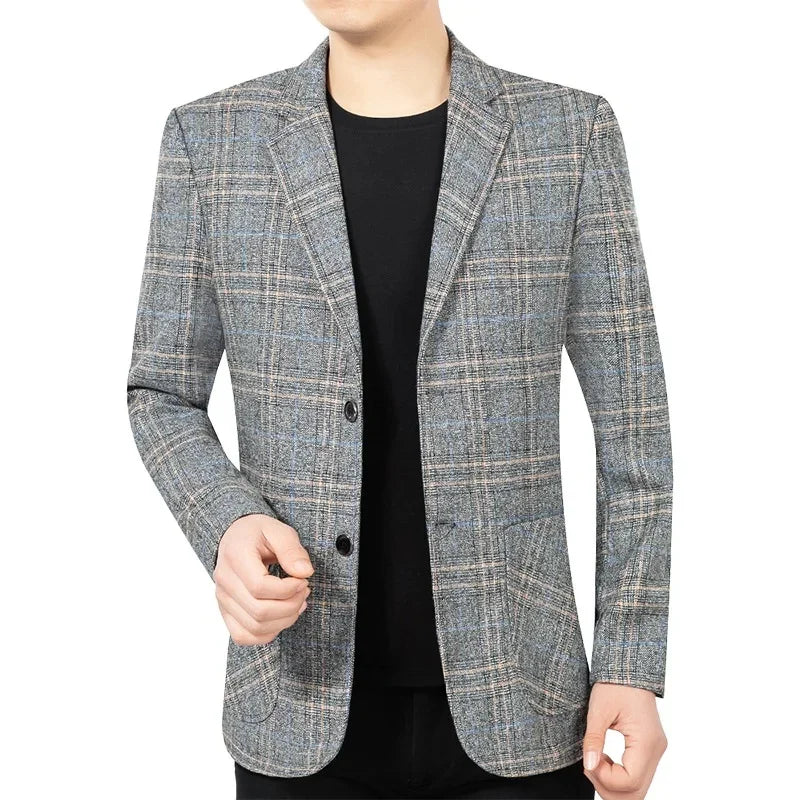 New Spring Autumn Men Plaid Business Blazers Jackets Casual Suits Coats High Quality Male Slim Blazers Jackets Coats Size 4XL