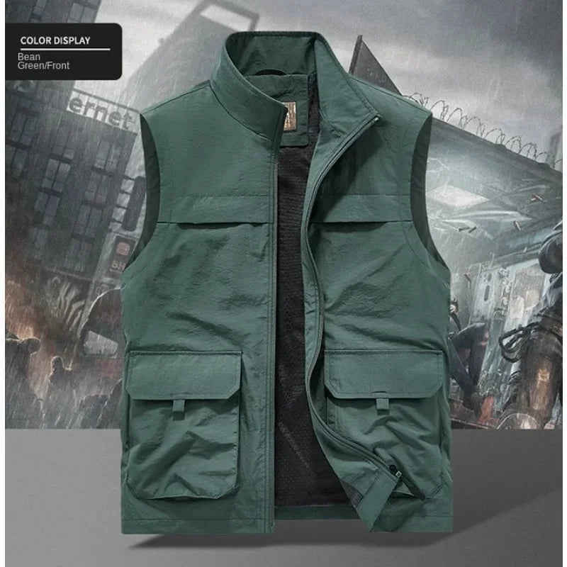 Embroidered Vest Waterproof Luxury Men's Clothing Sleeveless Jacket Tactical Camping Fashion Leather Vests Hunting Jackets Man