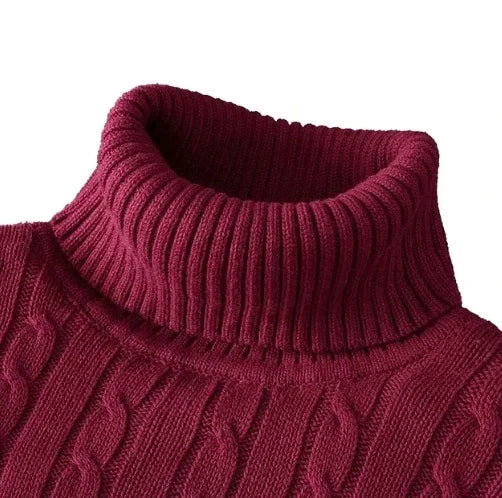 Men's High Neck Sweater Solid Color Pullover Knitted Warm Casual Turtleneck  Mens  Knitted Sweater