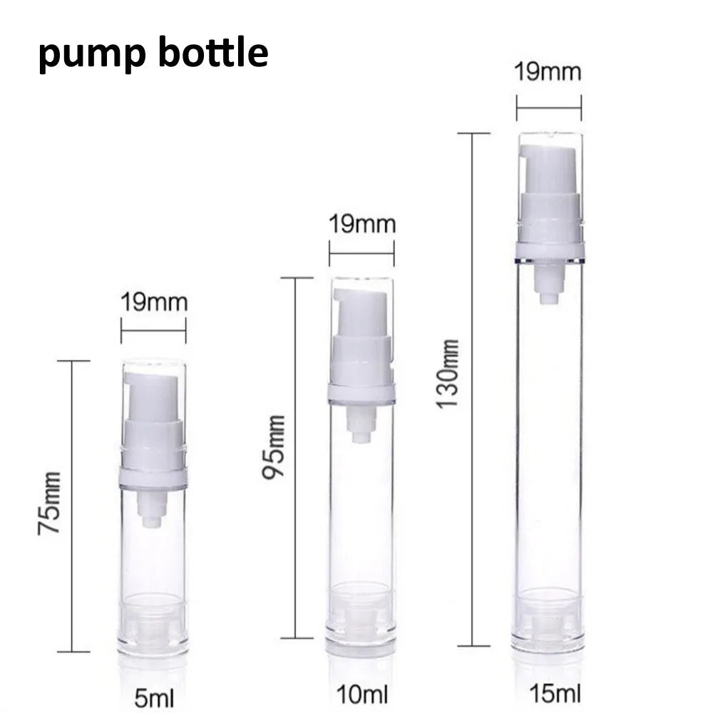 5/10/15ml Vacuum Bottle Press Liquid Foundation Lotion Eye Cream Empty Refillable Bottle Cosmetic Container Portable Makeup Tool