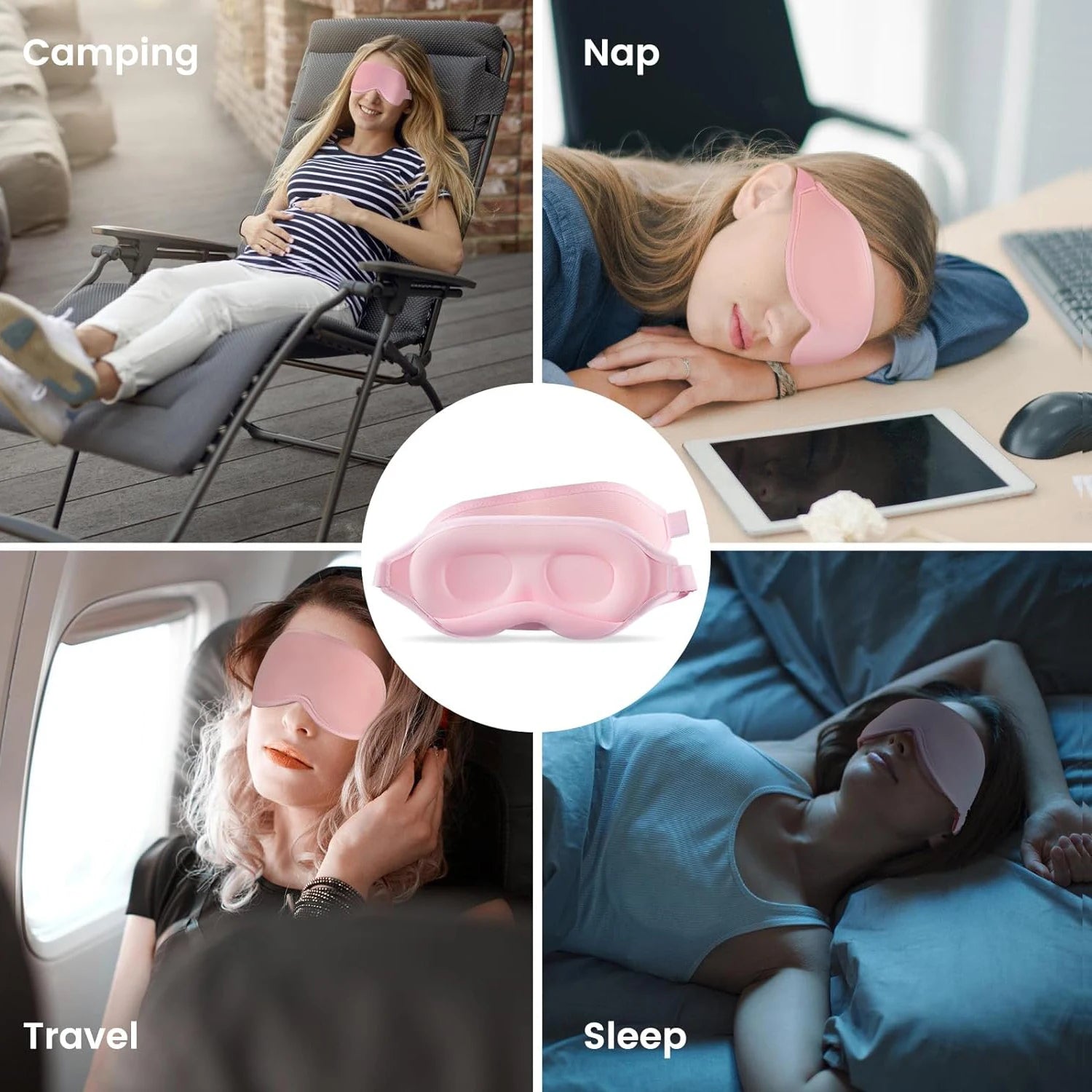 Eye Mask for Sleeping 3D Contoured 100% Light Blocking Zero Eye Pressure Night Blindfold Soft Senseless Sponge Eye Cover