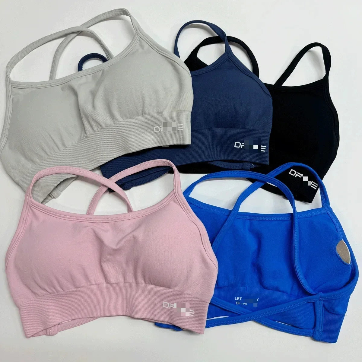 Dynamic Backless Sports Bra With Logo Women Seamless Yoga Top Bra Medium Support Padded Gym Crop Top Stretchy Fitness Sports Top