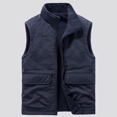 DIMUSI Winter Men's Sleeveless Jackets Male Reversible Warm Waistcoats Casual Outwear Men Fleece Thermal Soft Vests Clothing 6XL