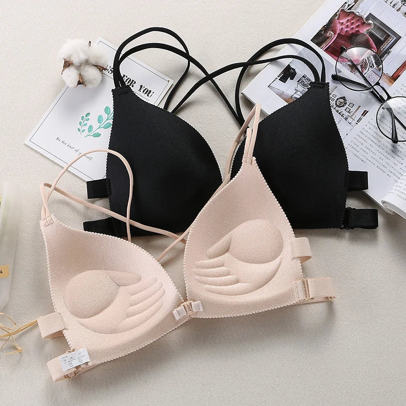 Women Seamless Bra Casual Push Up Tube Tops Wrapped Chest Front Clousure Female Intimate Bralette Bra Underwear