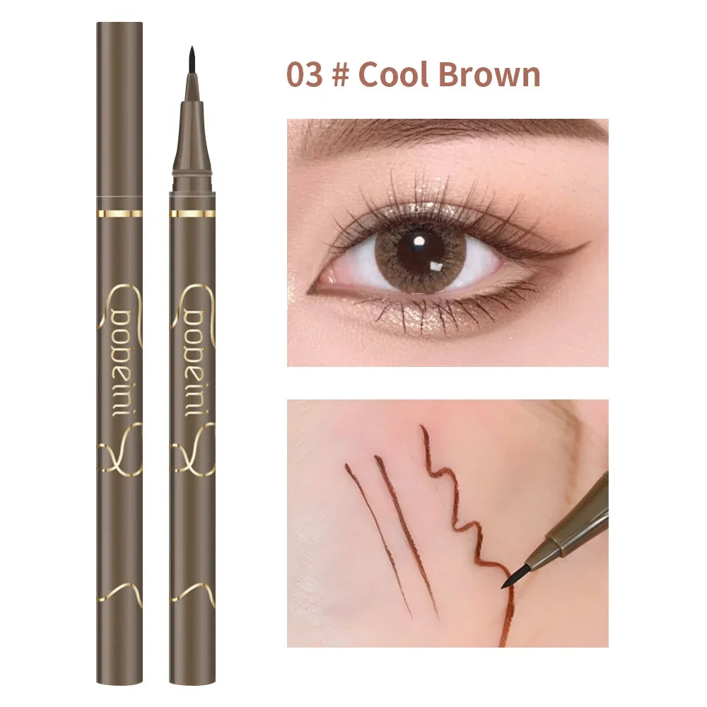 Waterproof Quick Dry Liquid Eyeliner Pen Ultra-fine Matte Black Brown Lasting Lying Silkworm Eyeliner Pencil Beauty Eyes Makeup