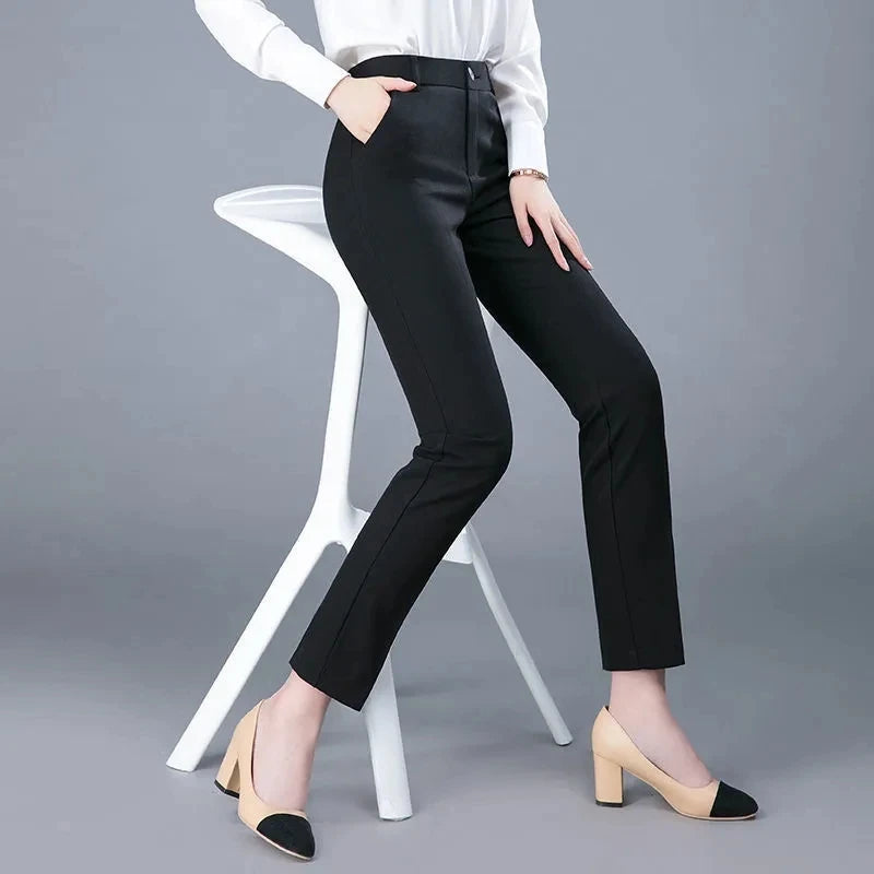 High Waist Formal Ankle Length Pants Women Casual Classic Slim Pantalones Korean Office Pencil Sweatpants Straight Suit Trousers