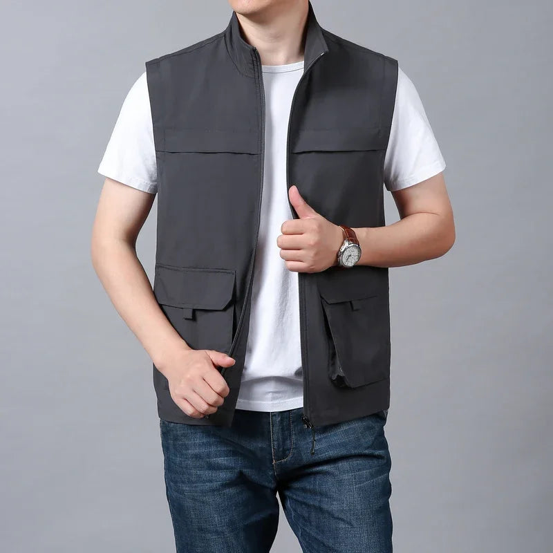 Embroidered Vest Waterproof Luxury Men's Clothing Sleeveless Jacket Tactical Camping Fashion Leather Vests Hunting Jackets Man