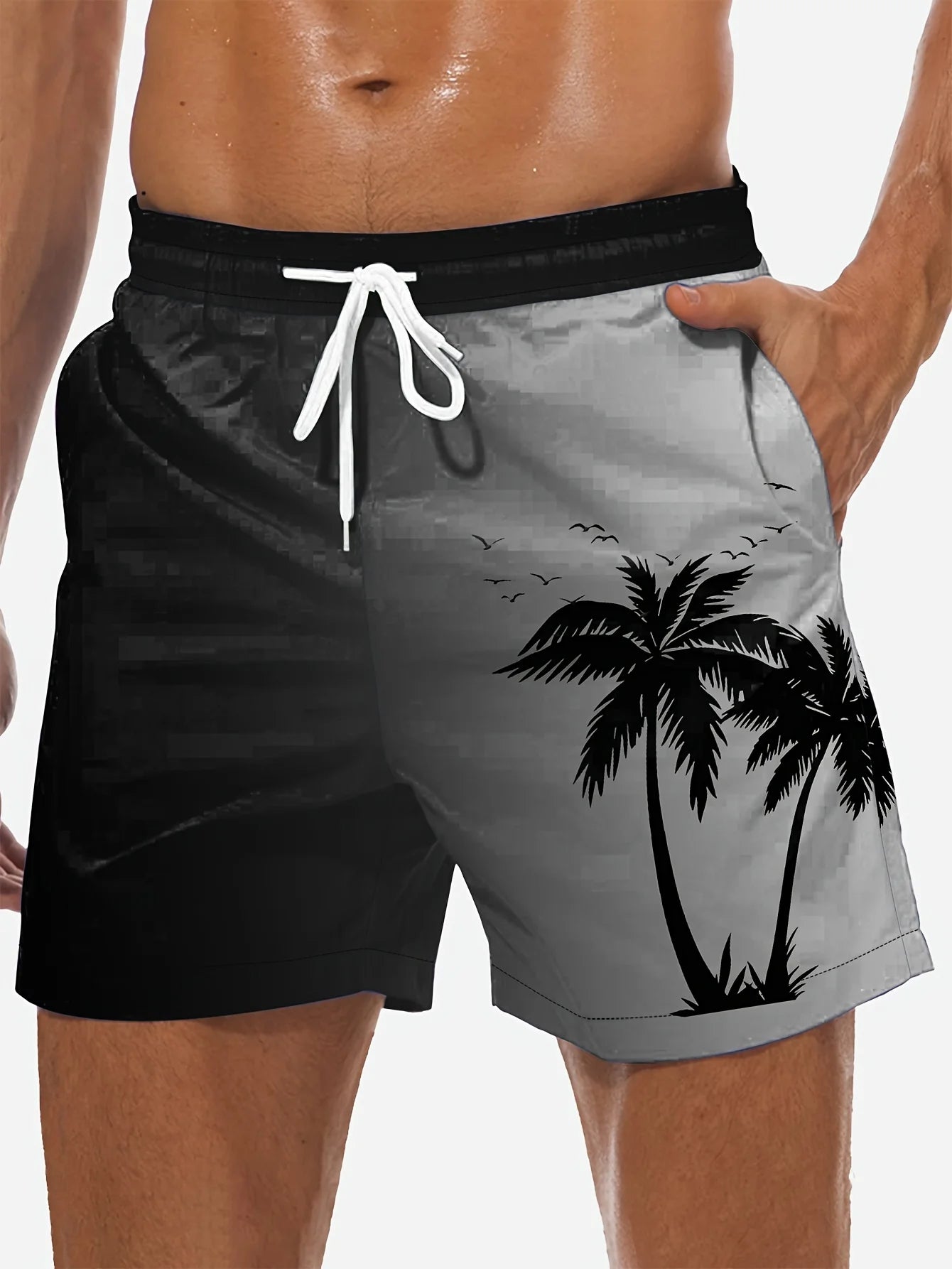 Summer Men's Shorts Quick Drying Hawaii Holiday Sports Swimming Trunks Fashion 3D Coconut Tree Printed Loose Sports Shorts