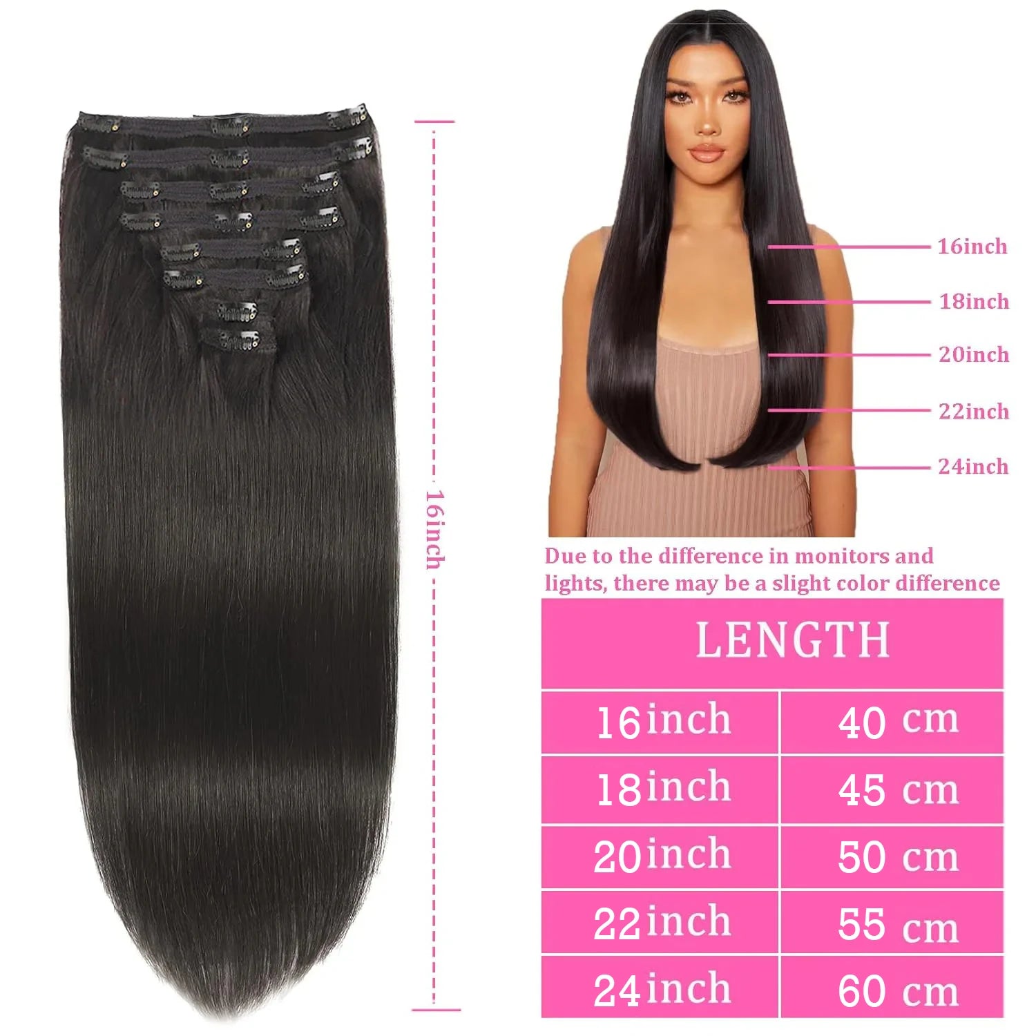 Clip In Hair Extensions Human Hair Brazilian Straight Clip In Natural Black Color Clip Ins Remy Hair 20 22 24 26 Inch For Women