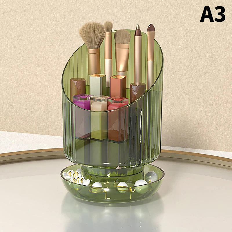 360° Rotating Makeup Brush Holder Luxury Cosmetic Organizer Lipstick Eyebrow Pencil Holder Eye Shadow Storage Box