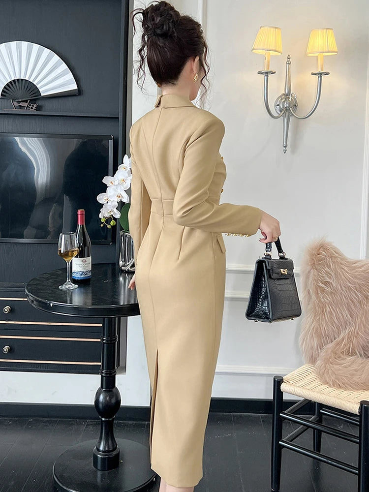 New Work Style Business Formal Occasion Dresses Women Clothes Elegant Office Ladies Formal Commute Slim Dress Mujer Robe Vestido