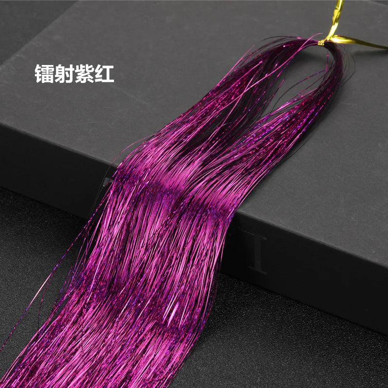 120cm  Sparkle Shiny Hair Tinsel Hair Extensions Dazzles Women Hippie for Braiding Headdress Hair Braiding Tools