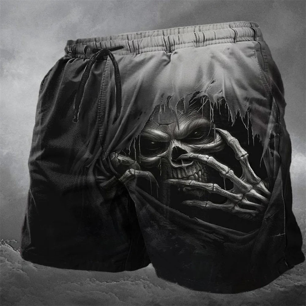 Summer Skull 3D Print Beach Shorts Men's Casual Fashion Board Shorts Male Swimming Trunks Kids Short Pants Man Swimsuit Clothing