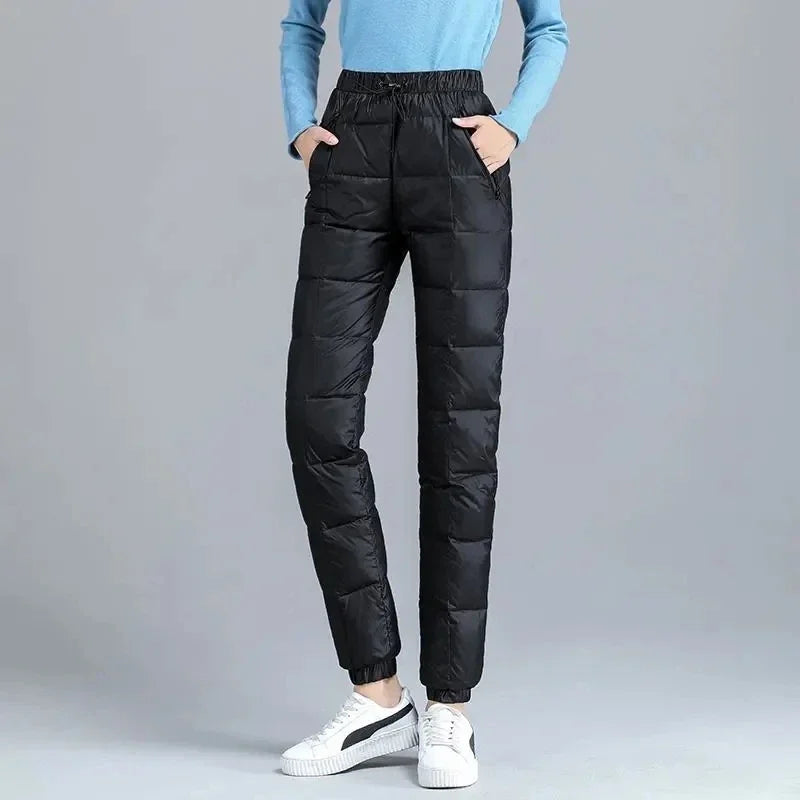 Ultralight Winter Down Cotton Pants Women Oversize 95kg Snow Wear Casual Jogger Pantalones Windproof Warm Baggy Harem Sweatpants