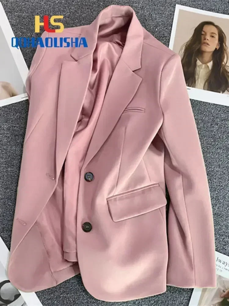 Women's Jacket New in Korean Fashion Small Suit Top Brown Suit Coat Clothes Loose Straight Temperament Slim Blazer for Women