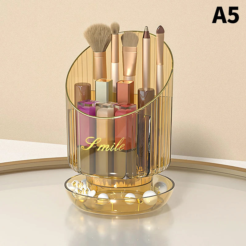 360° Rotating Makeup Brush Holder Luxury Cosmetic Organizer Lipstick Eyebrow Pencil Holder Eye Shadow Storage Box