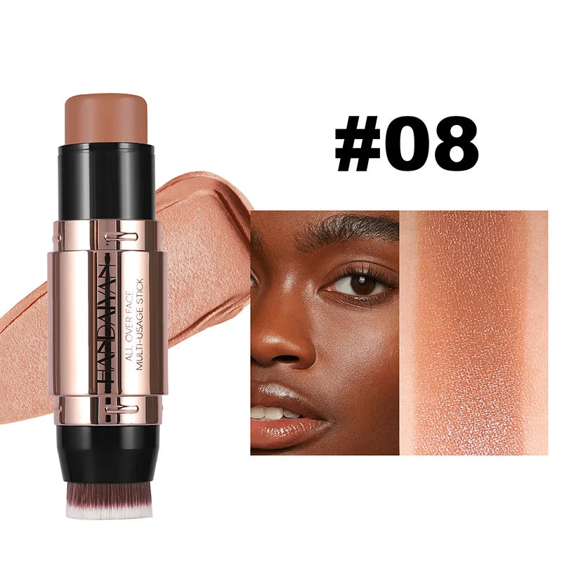 Double-head Face Bronzer Contour Stick Cream Makeup Light Dark Shadow Lasting Concealer Facial Brighten Contouring With Brush