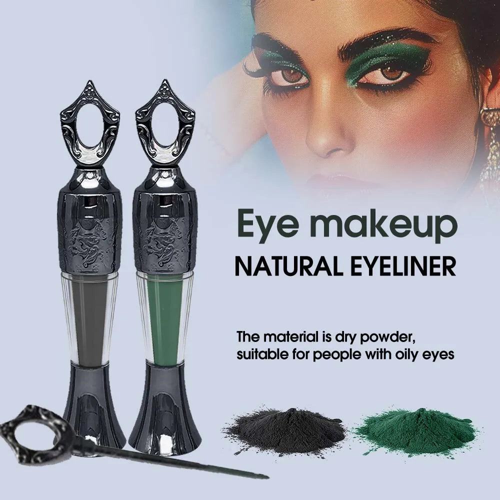 Retro Black Dark Green Kohl Powder Eyeliner Waterproof Long Lasting Natural Smooth Kohl Eyeshadow No Smudge Makeup Product