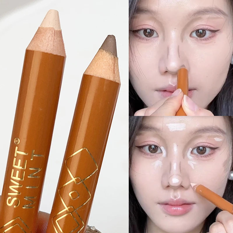 Double-ended Contouring Pen Face Brightening Corrector Nose Shadow Sculpting Natural 3D Highlighter Shading Stick Korean Makeup