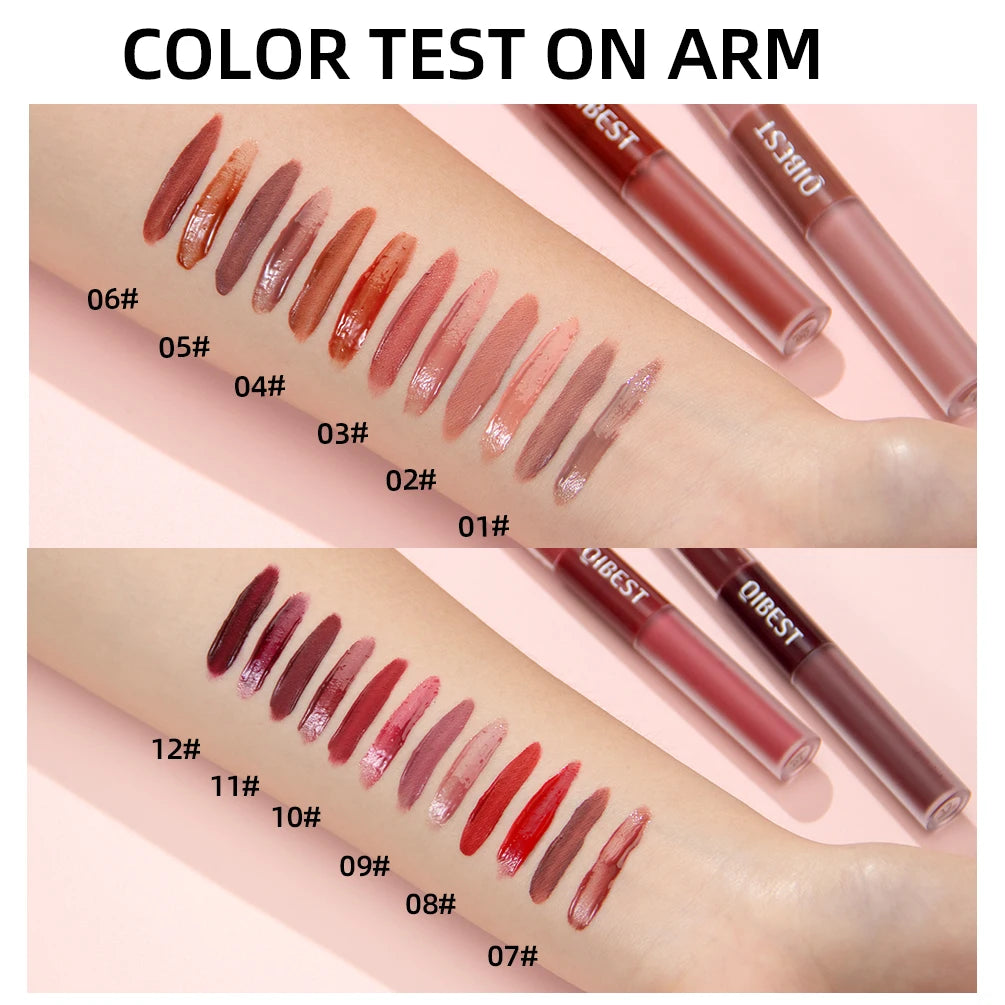 2 In 1 Stick High-quality Lip Makeup Matte Waterproof Long Lasting Permanent Lipstick Lipstick Double End Mirror Lip Glaze Tint