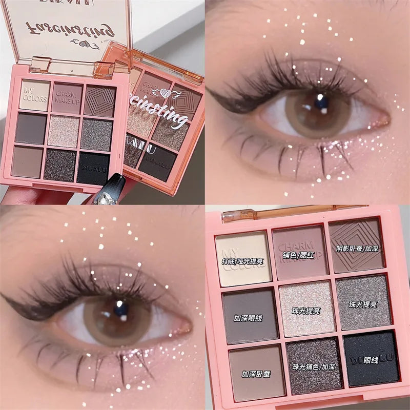 9 Colors Glitter Eye Shadow Palette Luxury Brand Design Shiny Sequins Shadow Eye Pigments Long Lasting Cheap Women Makeup 2024