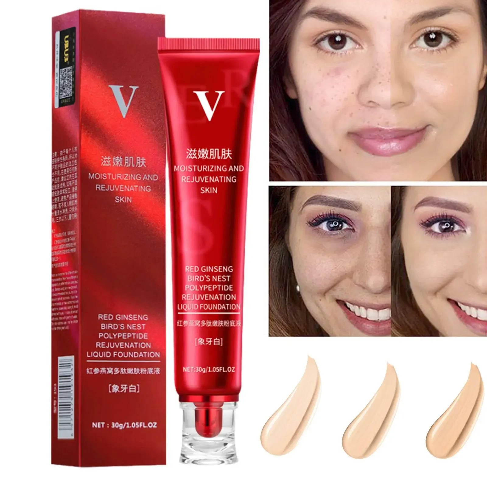 30g Red Upgrade FV Foundation Precious Luxury Makeup Waterproof Base Concealer Lasting Oil-control Hydrating Cream