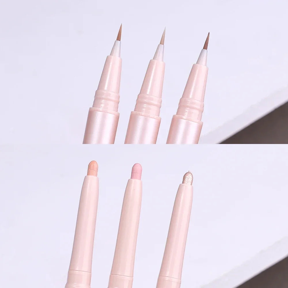 Double Ended Lying Silkworm Pencil Highlighter Makeup Pen enlarge eyes Under Eye Highlighter Makeup Stick Slim & soft  tip