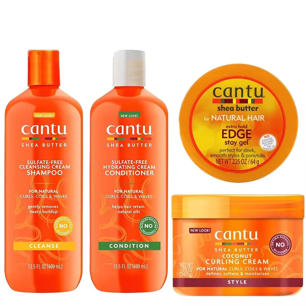 Cantu Edge Control StayGel Shampoo Conditioner Coconut Curling Cream for Natural Curls Coils Waves with Shea Butter Moisturizing